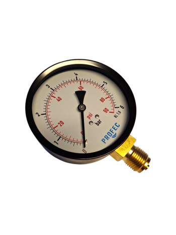 Preview: Druckmanometer 100 mm mit Anschluss unten 1/2 Zoll, Messbereich 0 bis 10 bar